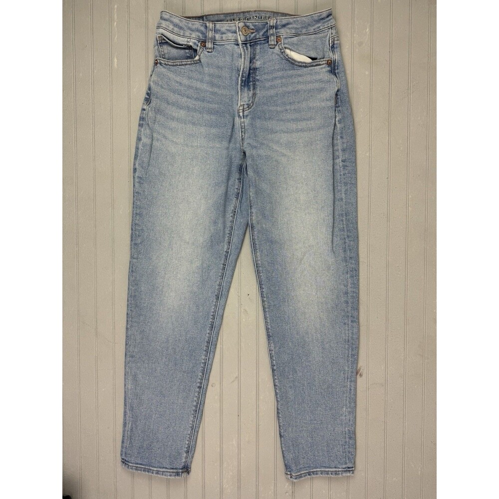American Eagle Size 2 Womens Mom Jeans Mid Rise Stretch Light Wash